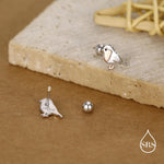 Sterling Silver Robin 18G Screw Back Stud Earrings