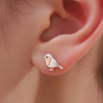 Sterling Silver Robin 18G Screw Back Stud Earrings