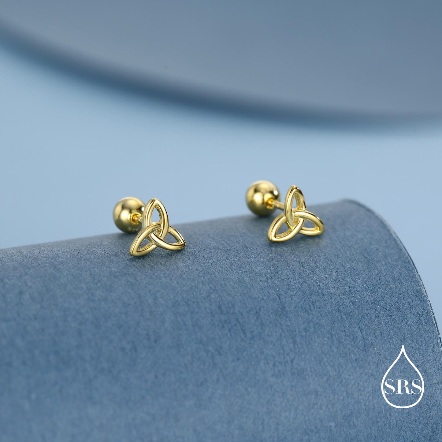 Sterling Silver Trinity Knot 18g Ball Back Screw Back Earrings