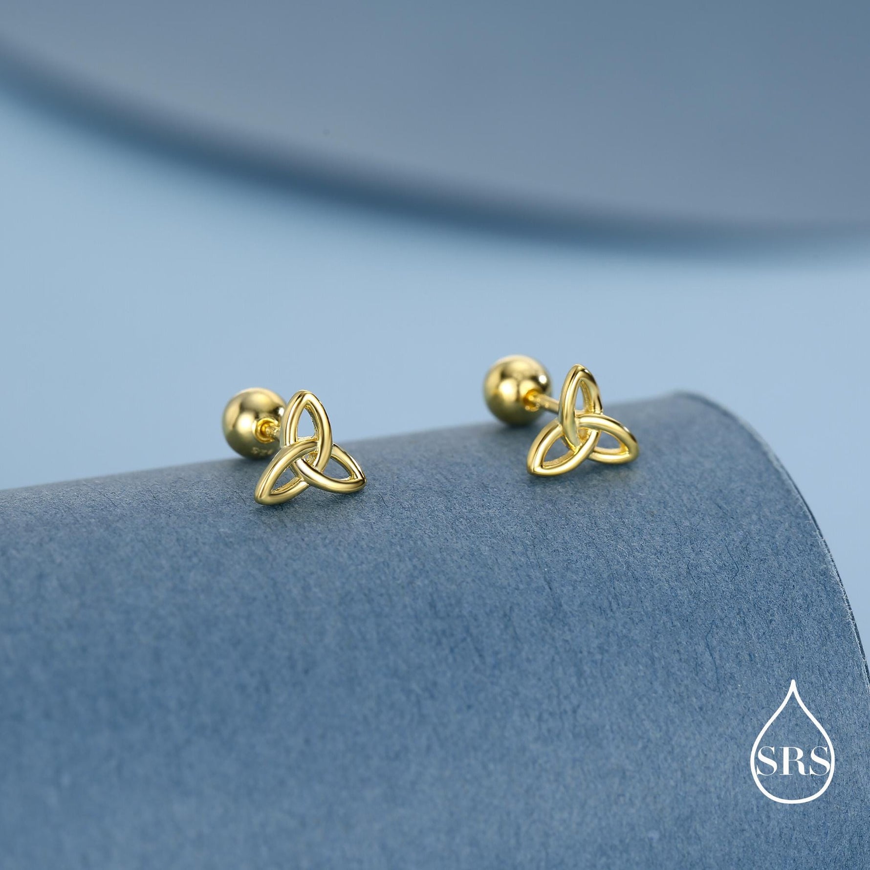 Sterling Silver Trinity Knot 18g Ball Back Screw Back Earrings