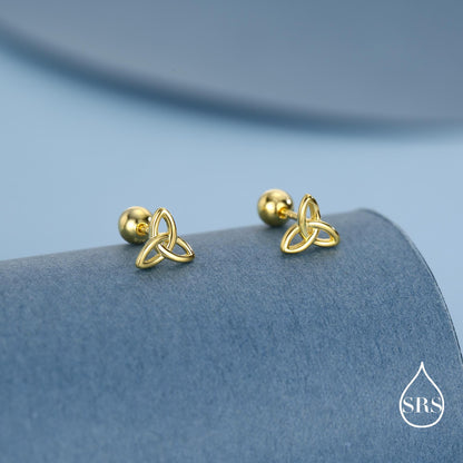 Sterling Silver Trinity Knot 18g Ball Back Screw Back Earrings
