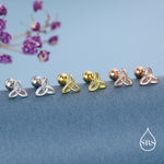 Sterling Silver Trinity Knot 18g Ball Back Screw Back Earrings