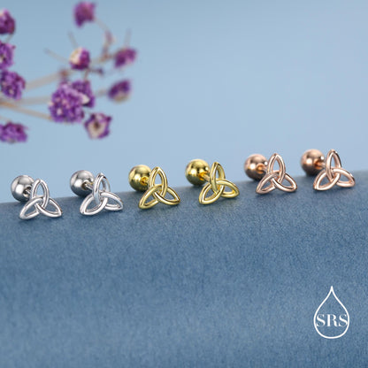 Sterling Silver Trinity Knot 18g Ball Back Screw Back Earrings