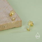 Sterling Silver Neuron 18G Screw Back Stud Earrings