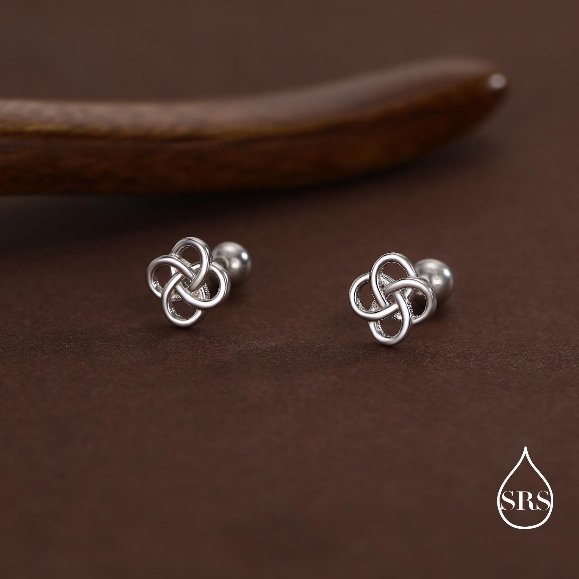 Sterling Silver Celtic Knot 18g Screw Back Stud Earrings UK