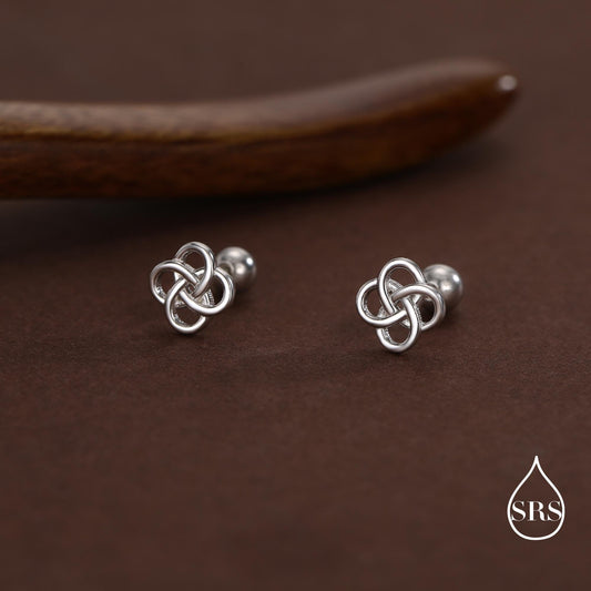 Sterling Silver Celtic Knot 18g Screw Back Stud Earrings UK
