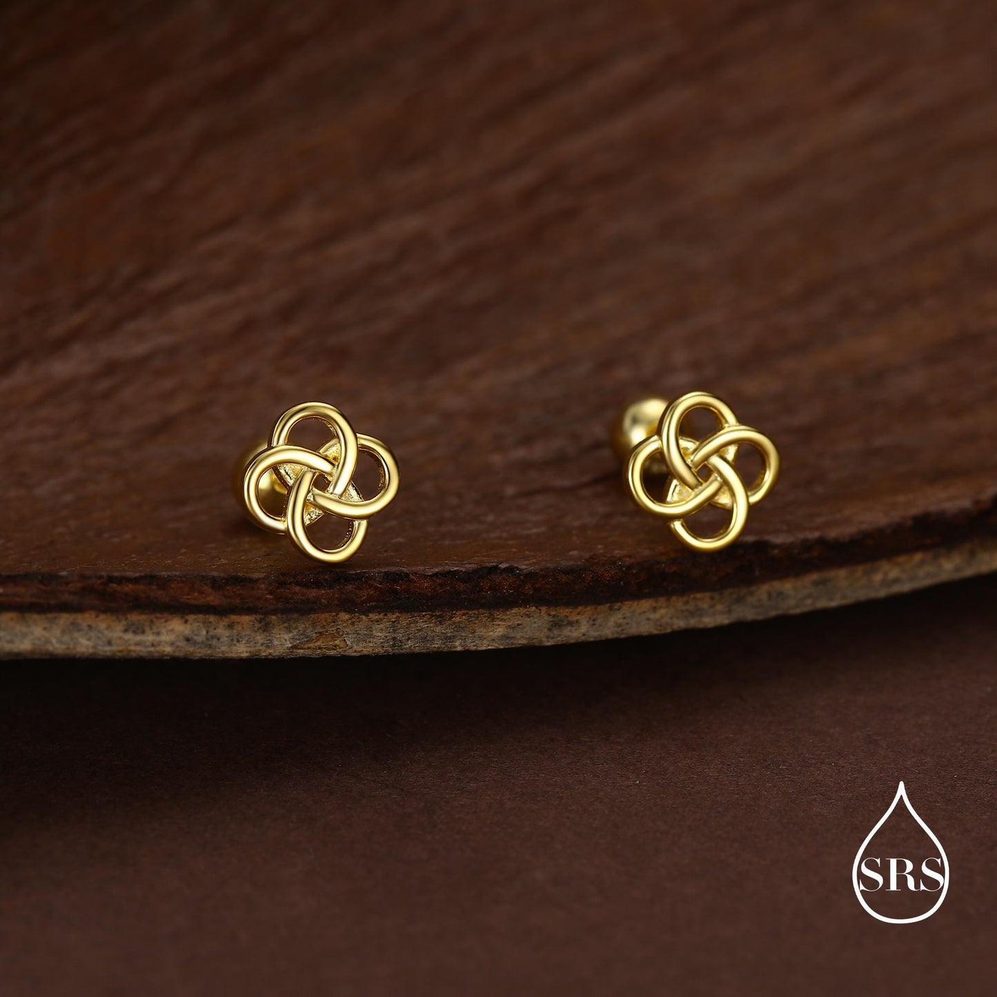 Sterling Silver Celtic Knot 18g Screw Back Stud Earrings UK