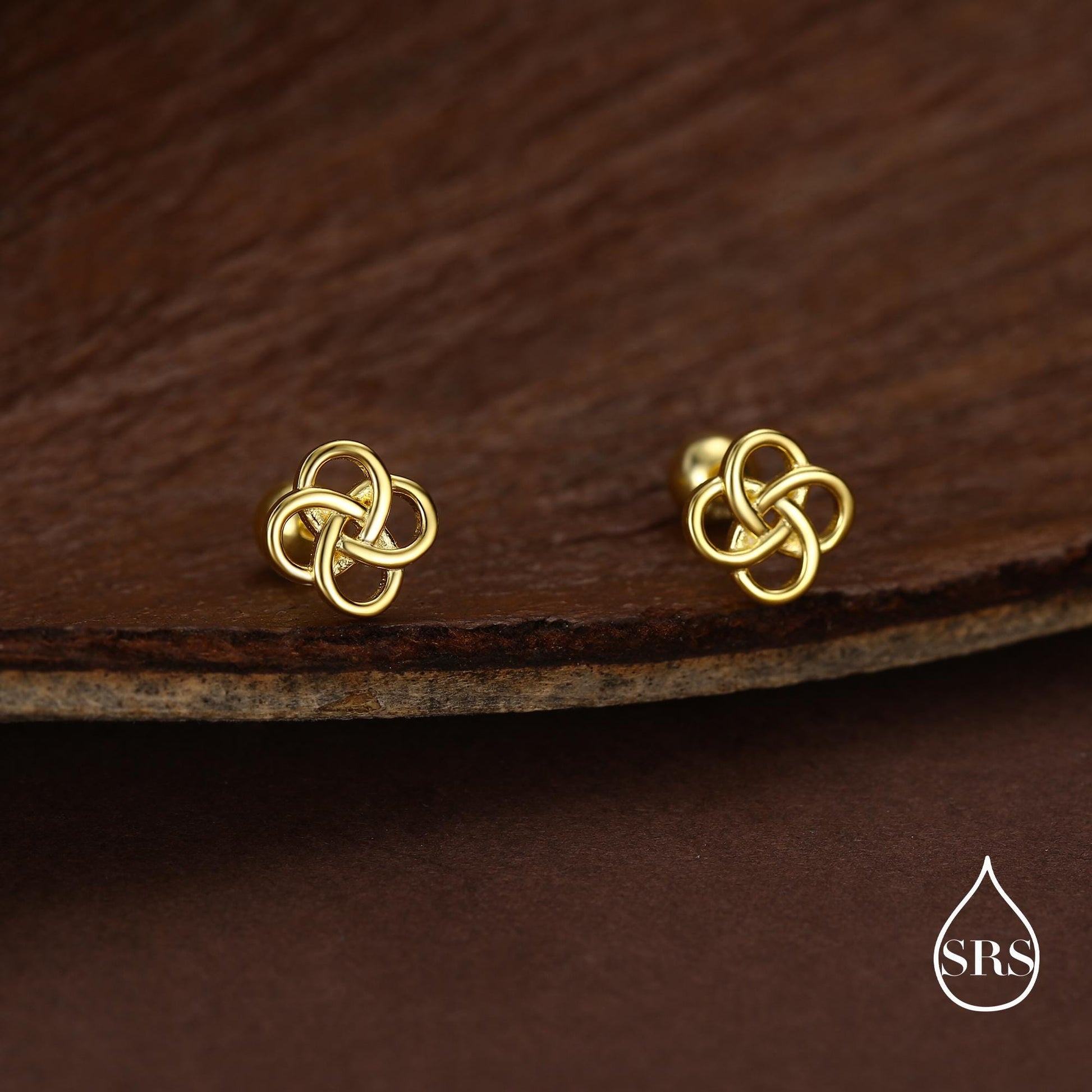Sterling Silver Celtic Knot 18g Screw Back Stud Earrings UK