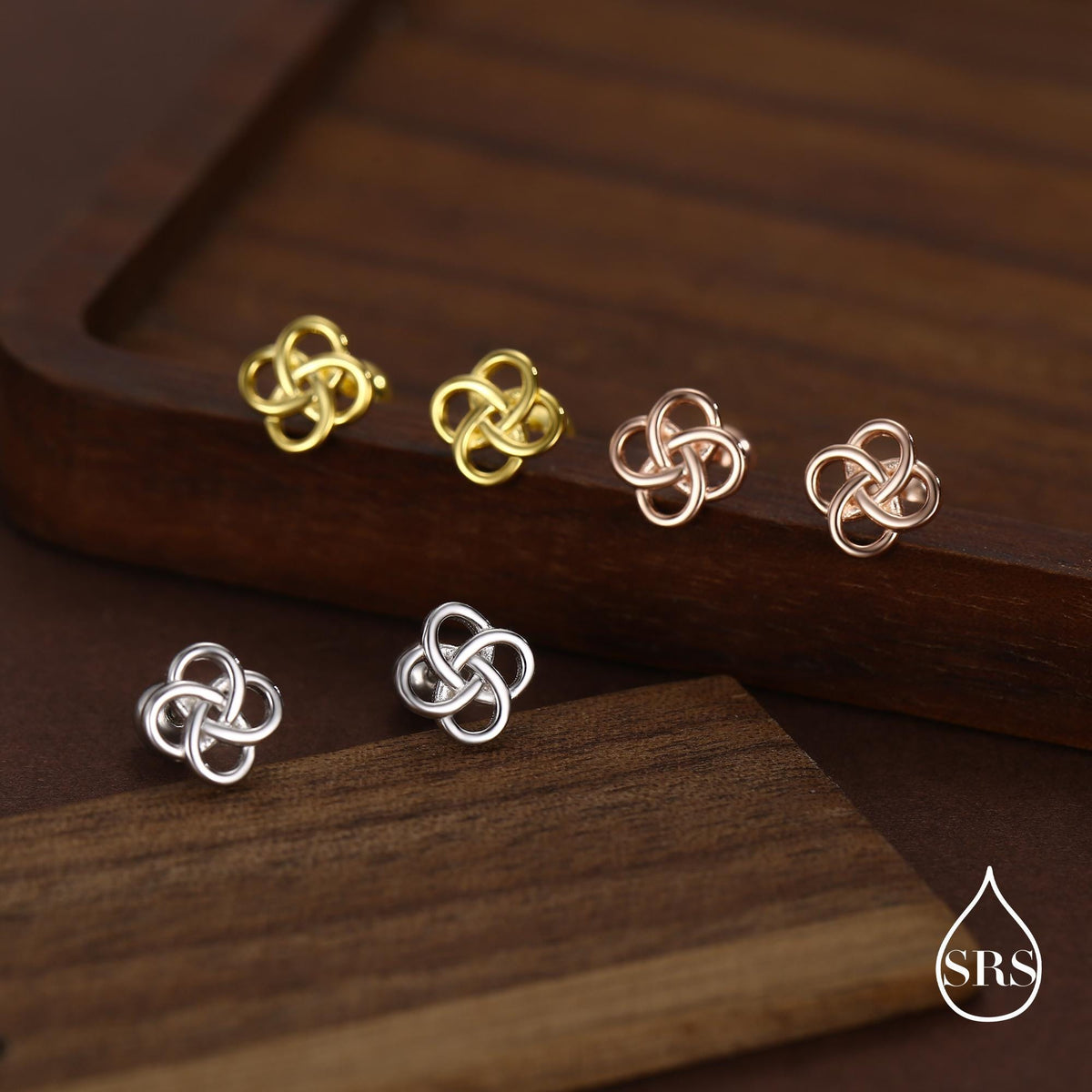 Sterling Silver Celtic Knot 16g Flat Back Stud Earrings UK