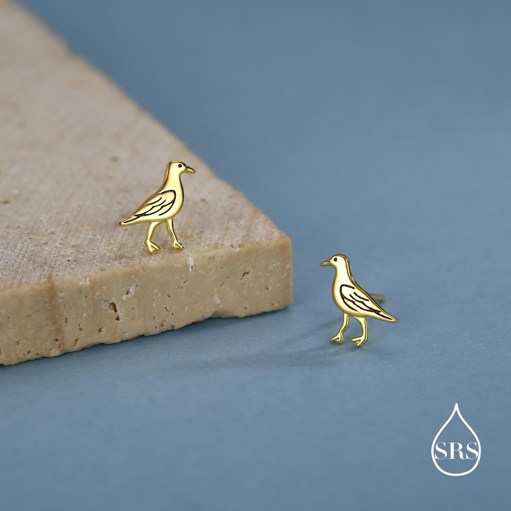 Sterling Silver Seagull Bird Stud Earrings