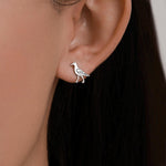 Sterling Silver Seagull Bird Stud Earrings