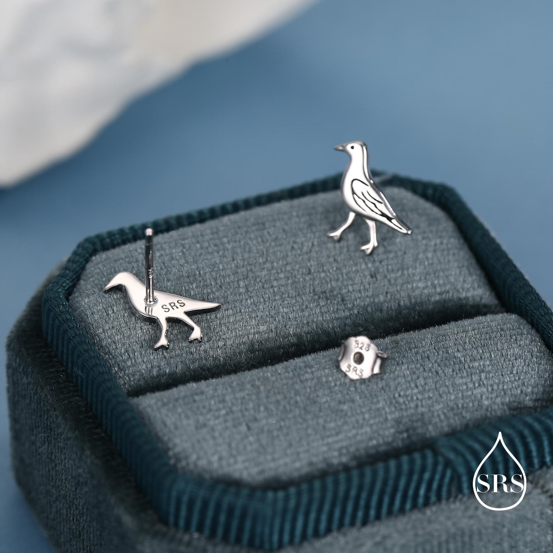 Sterling Silver Seagull Bird Stud Earrings