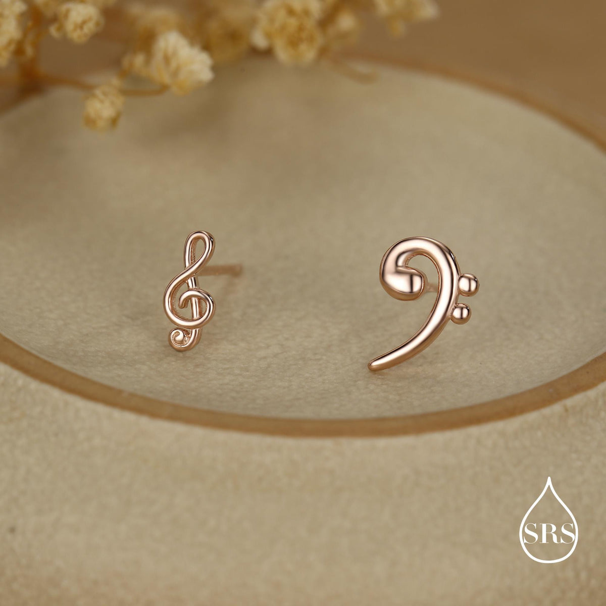 Sterling Silver Treble & Bass Clef Mismatched Stud Earrings, Asymmetric Music Earrings, Melody Earrings