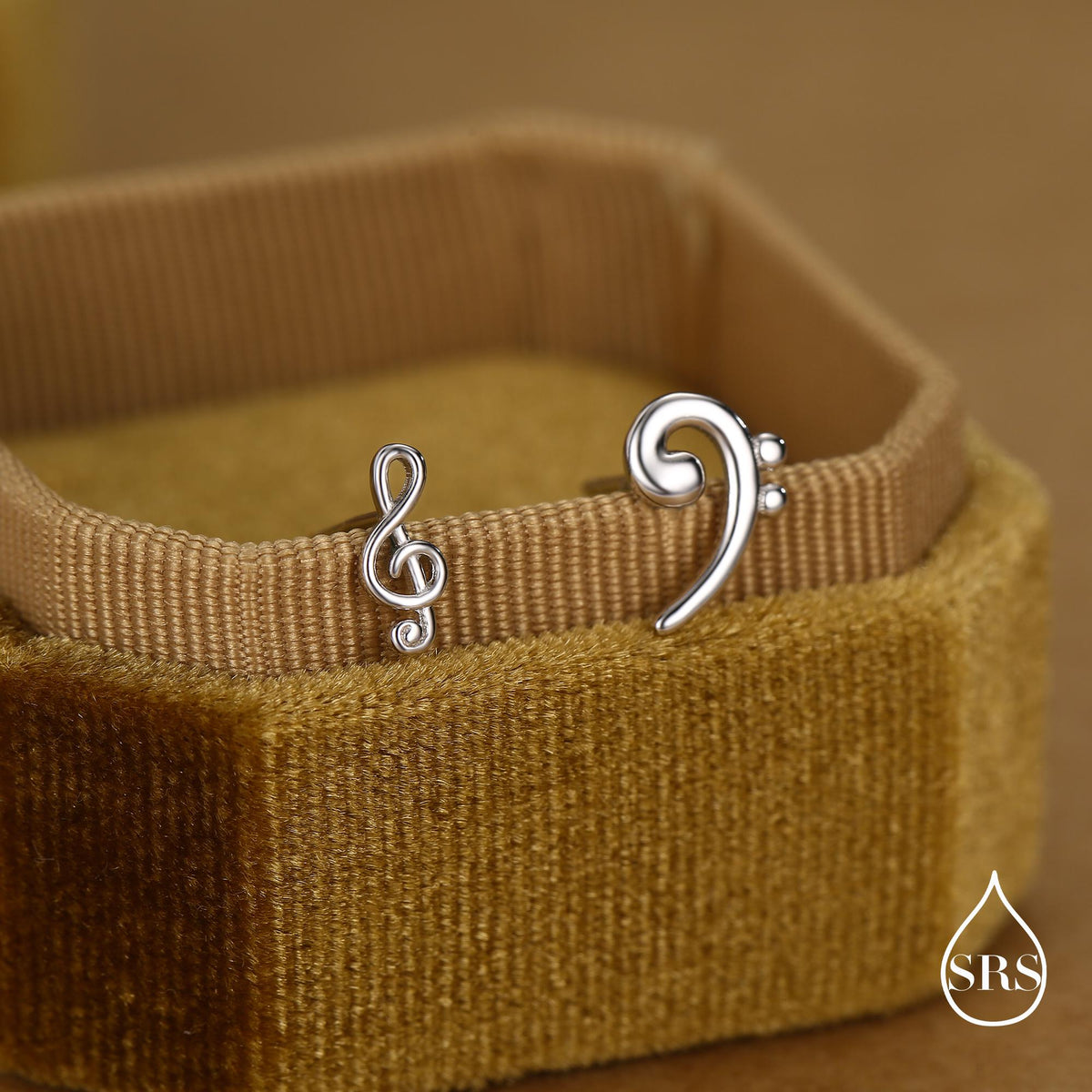 Sterling Silver Treble & Bass Clef Mismatched Stud Earrings, Asymmetric Music Earrings, Melody Earrings