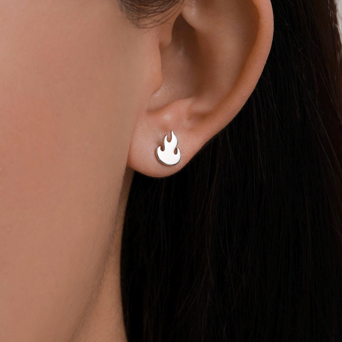 Mismatched Sterling Silver Phoenix and Fire Stud Earrings, Asymmetric Fire and Phoenix Bird Earrings, Cute Fun Quirky,