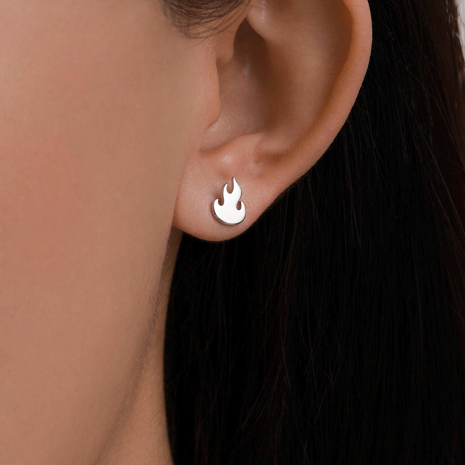 Mismatched Sterling Silver Phoenix and Fire Stud Earrings, Asymmetric Fire and Phoenix Bird Earrings, Cute Fun Quirky,