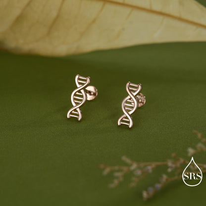 DNA Molecular Structure Flat Back Earrings, 16G 8mm Internally Threaded Earrings,Quirky Science Jewellery
