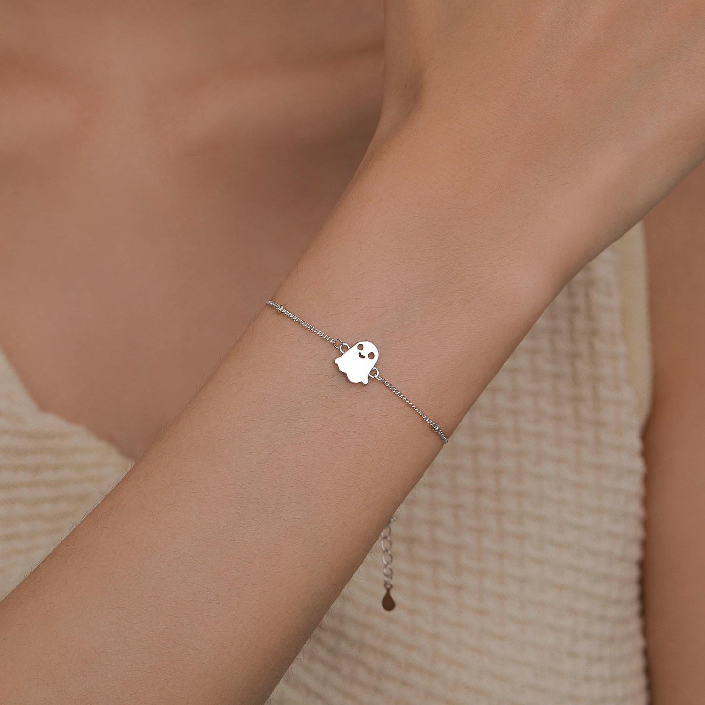 Sterling Silver Ghost Charm Bracelet