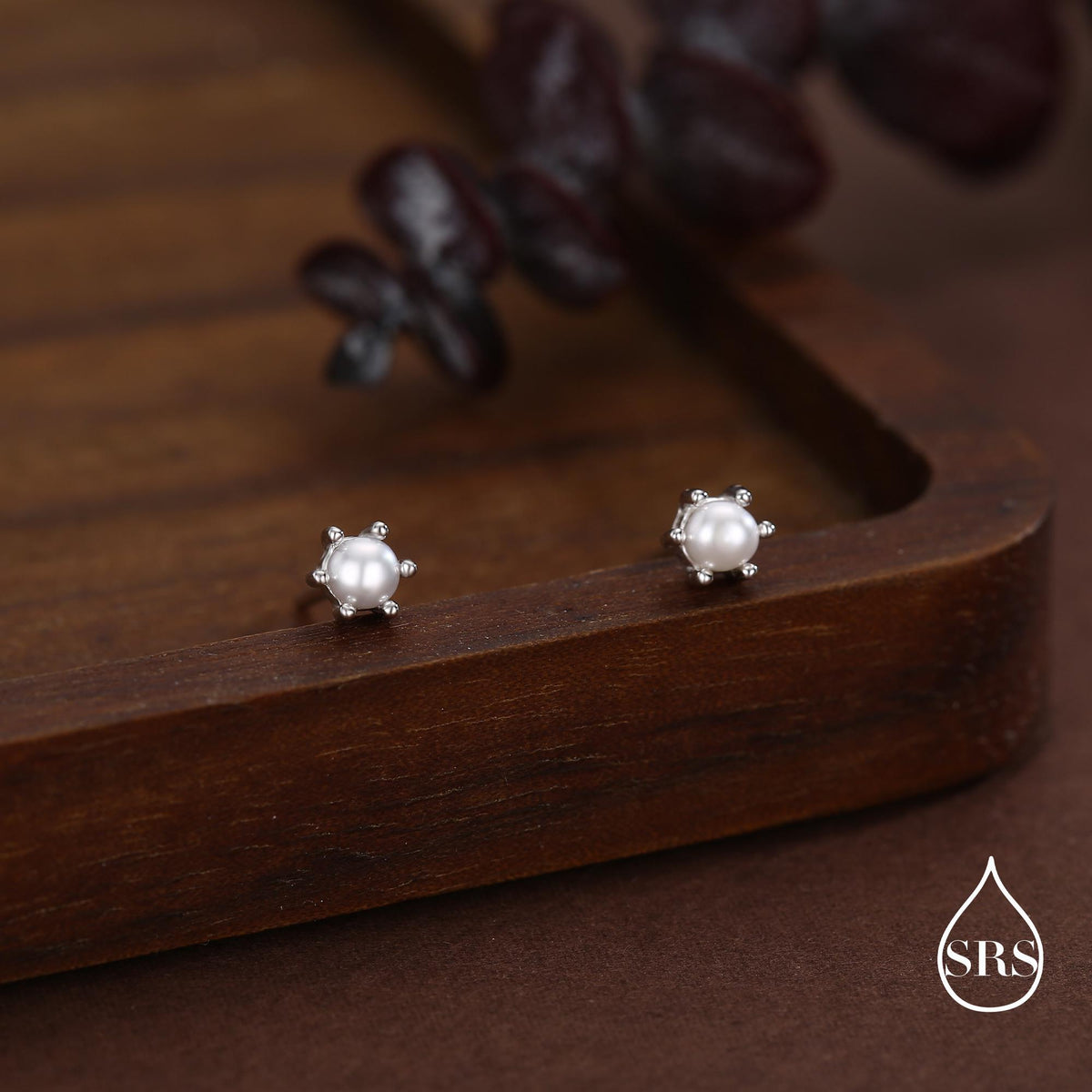Sterling Silver Genuine Freshwater Pearl 16G Flat Back Stud Earrings