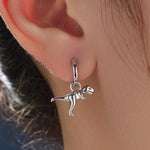 Sterling Silver T Rex Dinosaur Dangle Hoop Earrings, Silver, Gold or Rose Gold, T-rex Huggie Hoops, Interchangeable Charms, Detachable