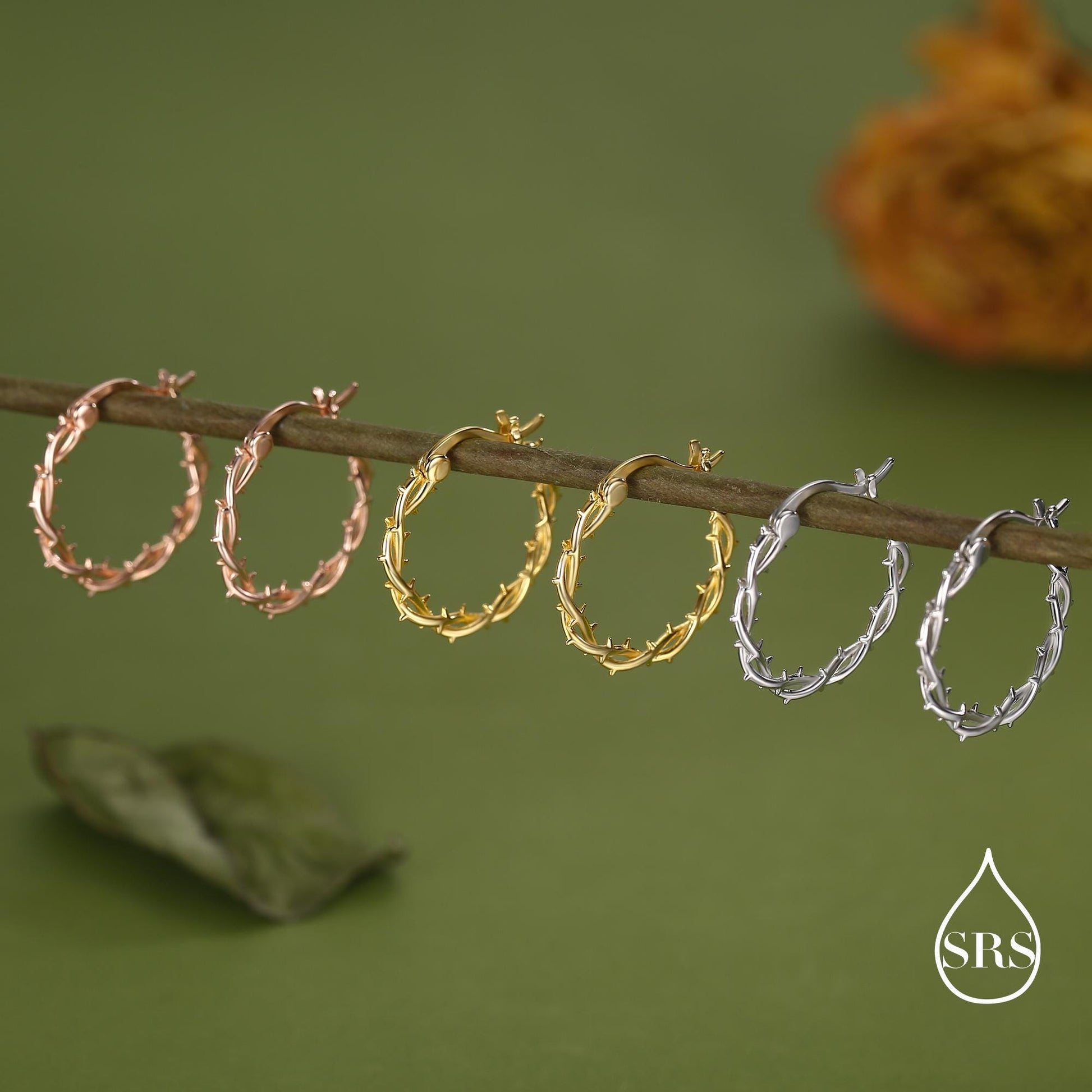 Thorned Vine Sterling Silver Hoop Earrings