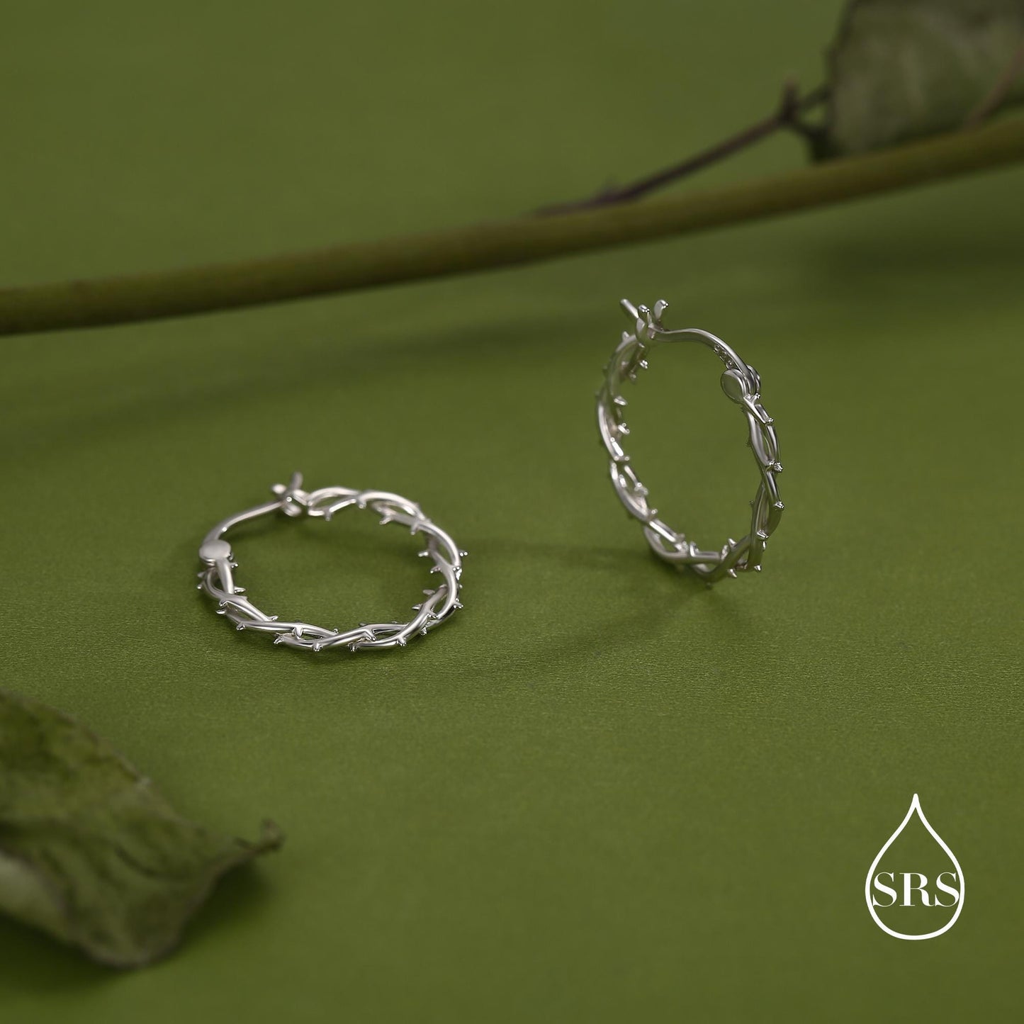 Thorned Vine Sterling Silver Hoop Earrings