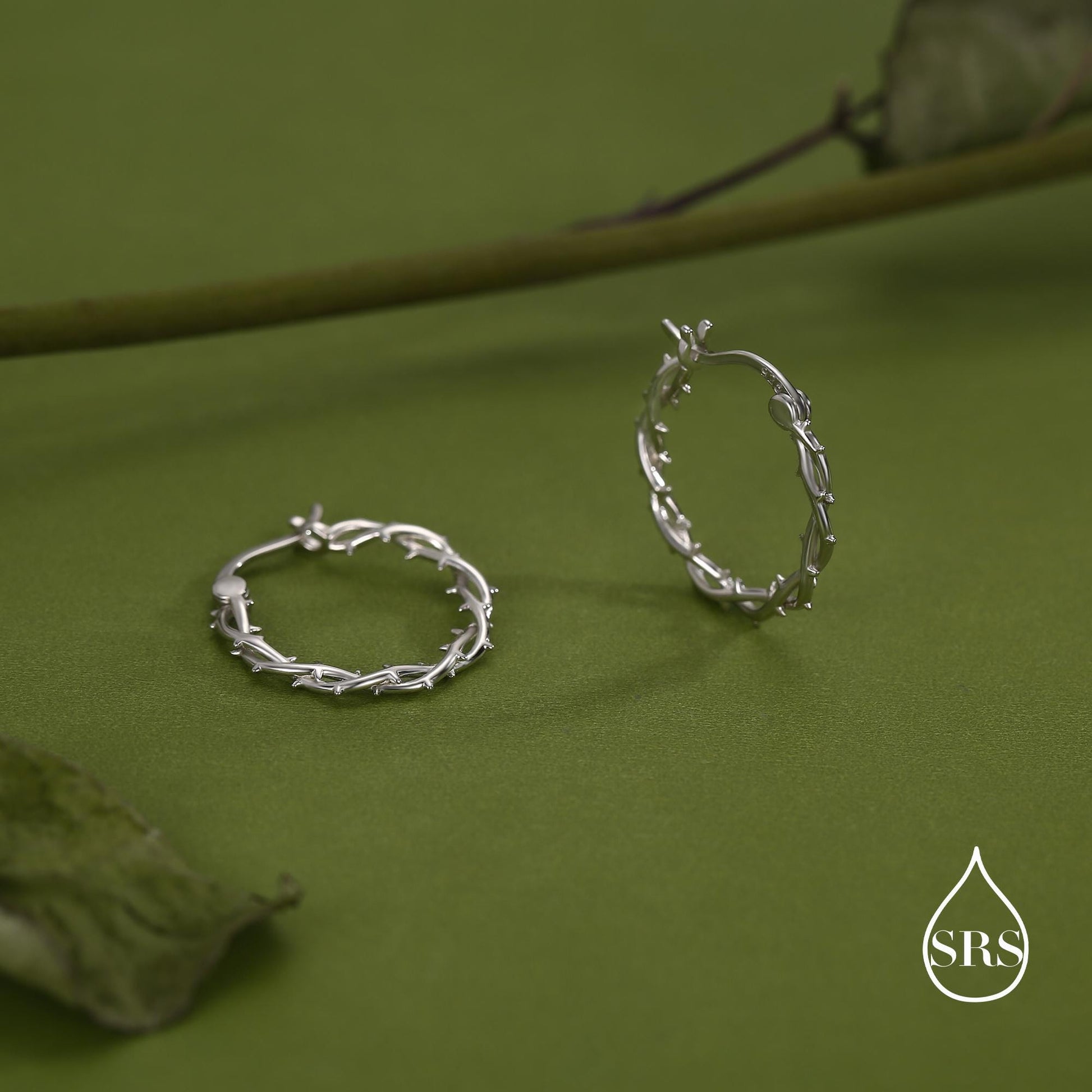 Thorned Vine Sterling Silver Hoop Earrings
