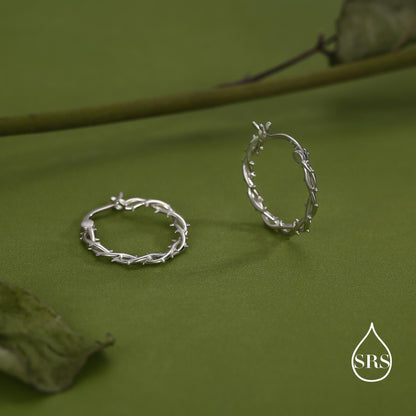 Thorned Vine Sterling Silver Hoop Earrings
