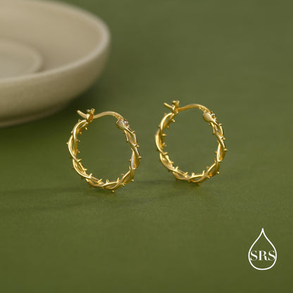 Thorned Vine Sterling Silver Hoop Earrings