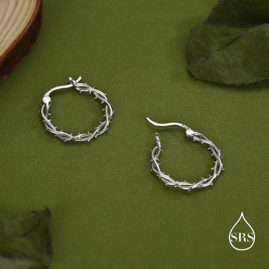 Thorned Vine Sterling Silver Hoop Earrings
