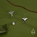 Lunar Moth Sterling Silver Stud Earrings with Oxidised Finish