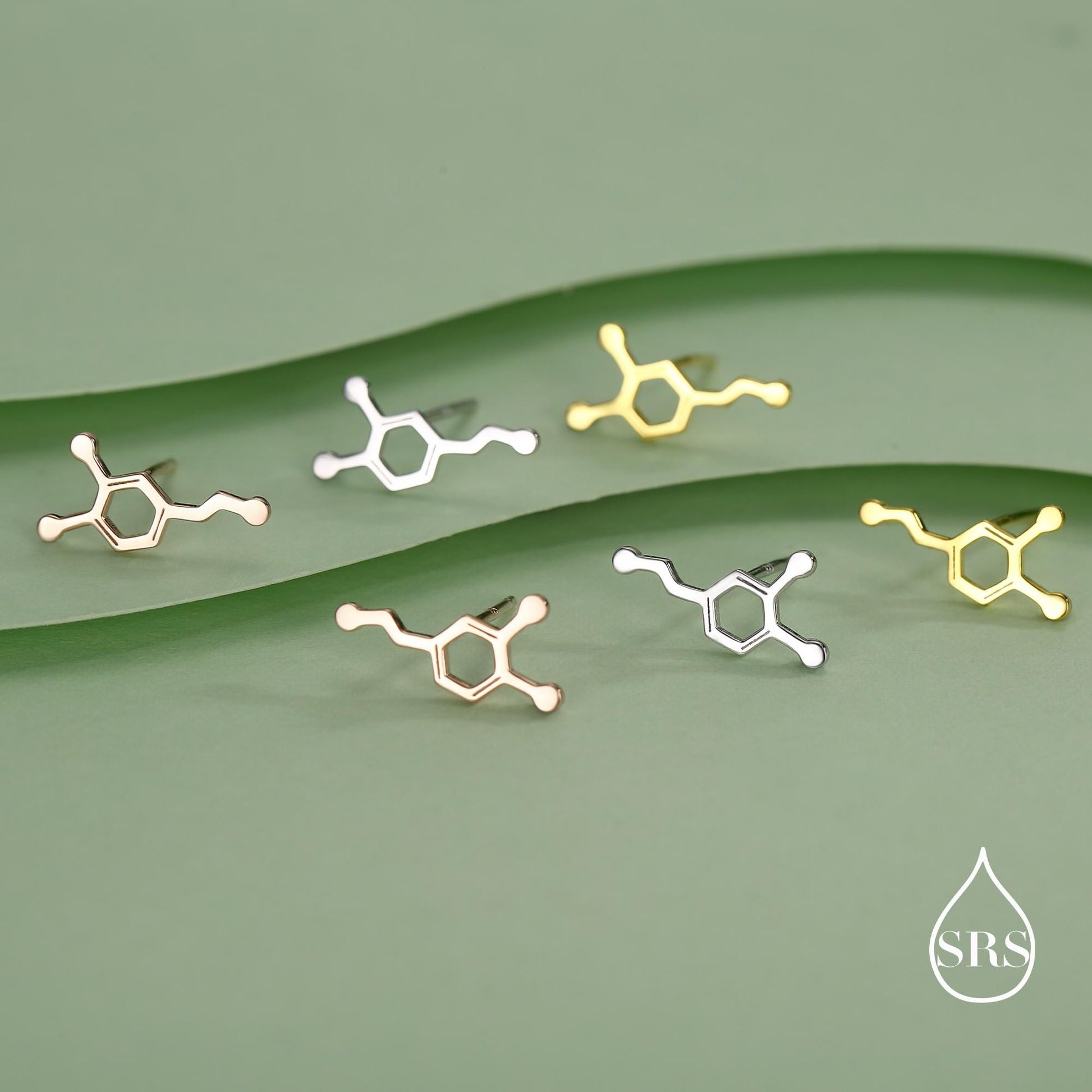 Happiness Molecules Dopamine Stud Earrings in Sterling Silver