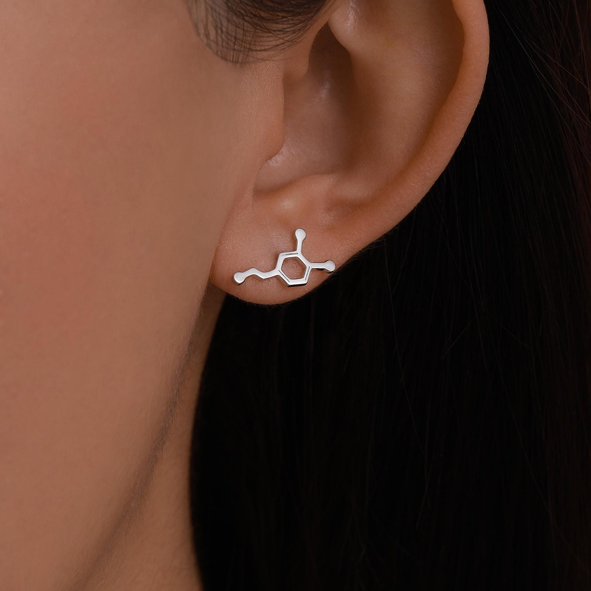 Happiness Molecules Dopamine Stud Earrings in Sterling Silver