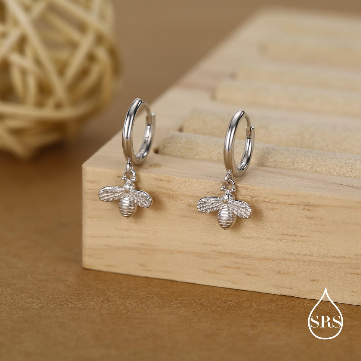 Dainty Sterling Silver Bumble Bee Huggie Hoops, Silver, Gold or Rose Gold, Honey Bee Hoop Earrings,