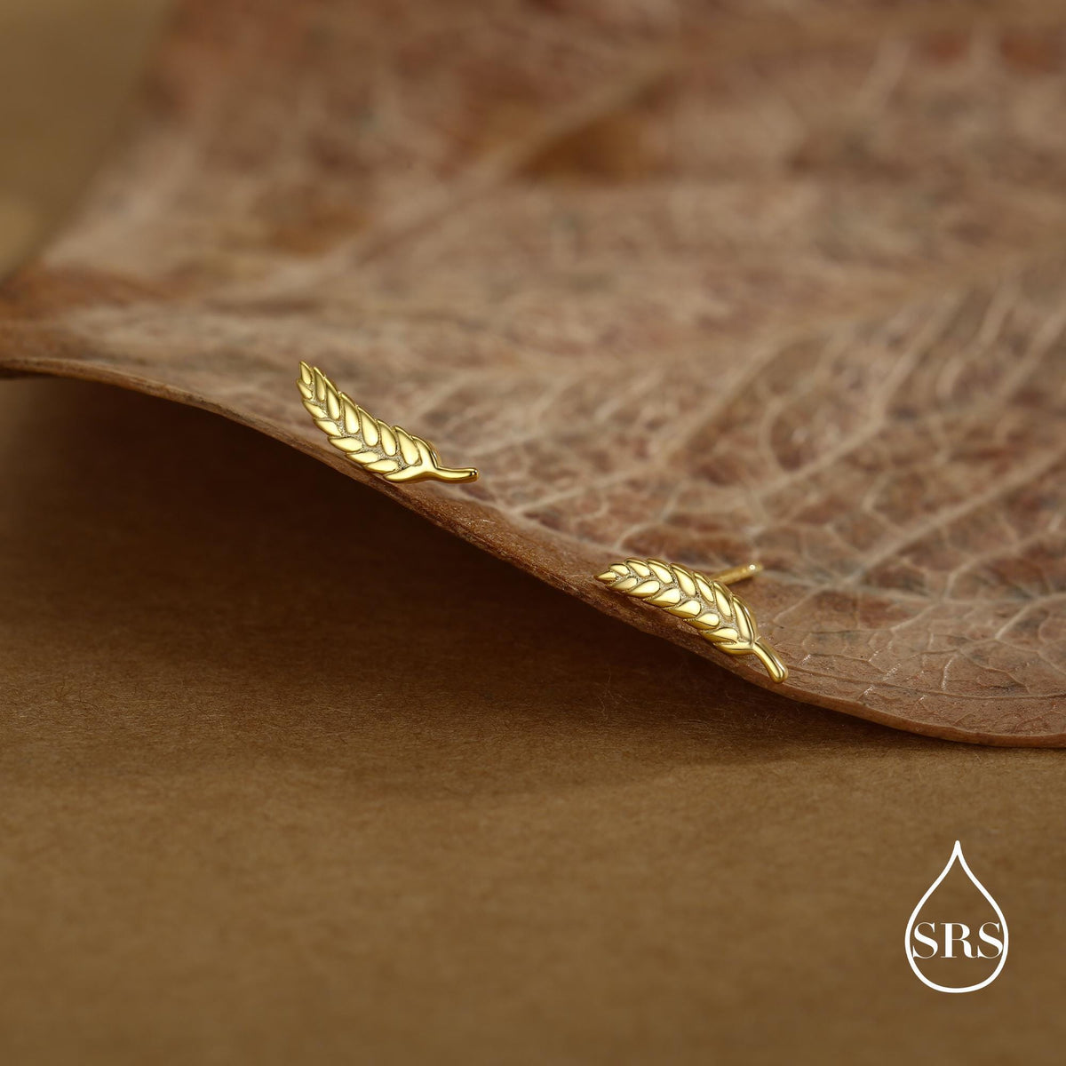 Wheat Stud Earrings in Sterling Silver, Silver or Gold, Nature Inspired, Botanical Earrings