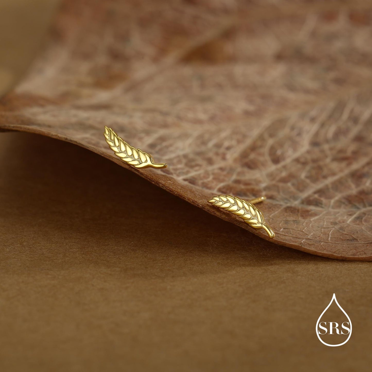 Wheat Stud Earrings in Sterling Silver, Silver or Gold, Nature Inspired, Botanical Earrings