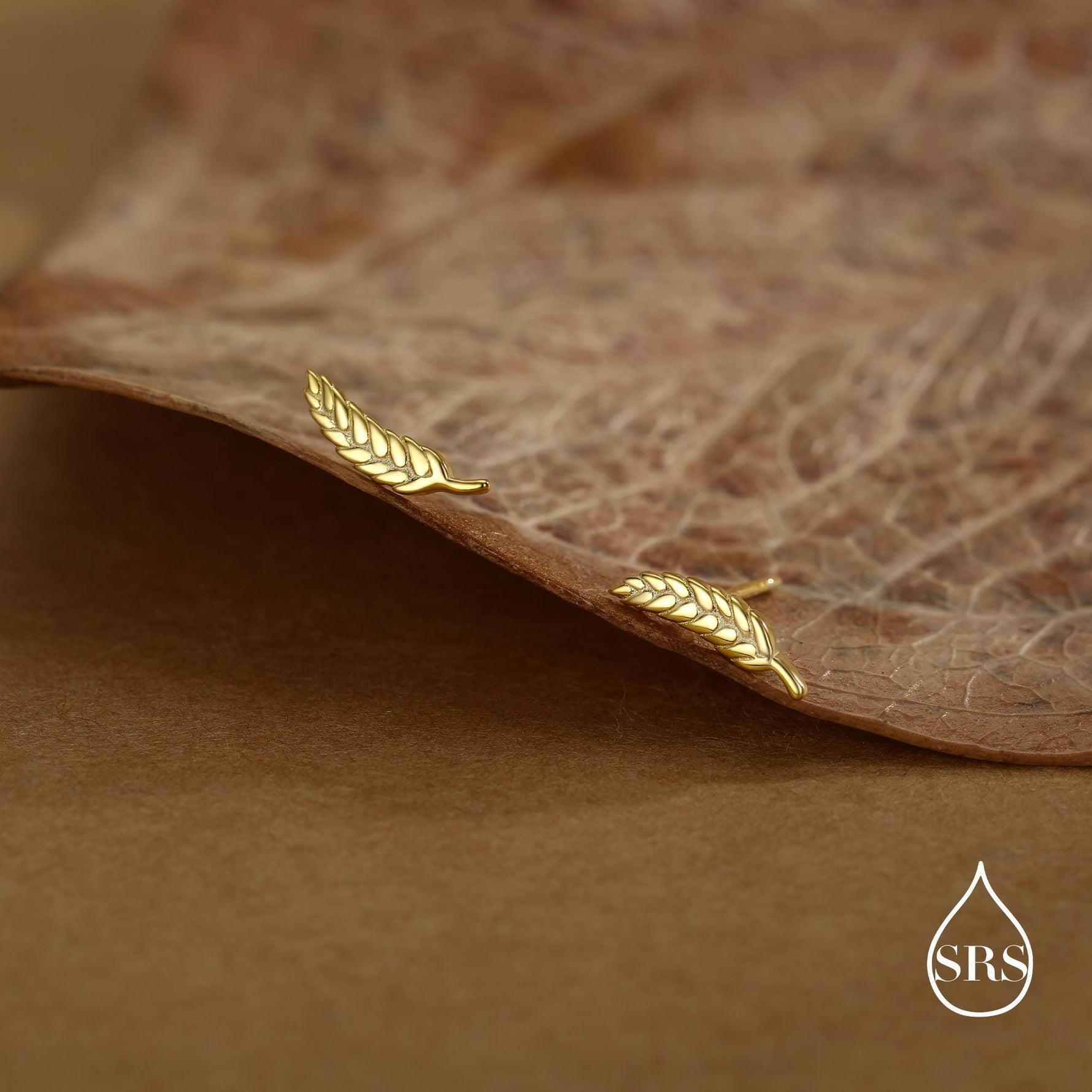 Wheat Stud Earrings in Sterling Silver, Silver or Gold, Nature Inspired, Botanical Earrings