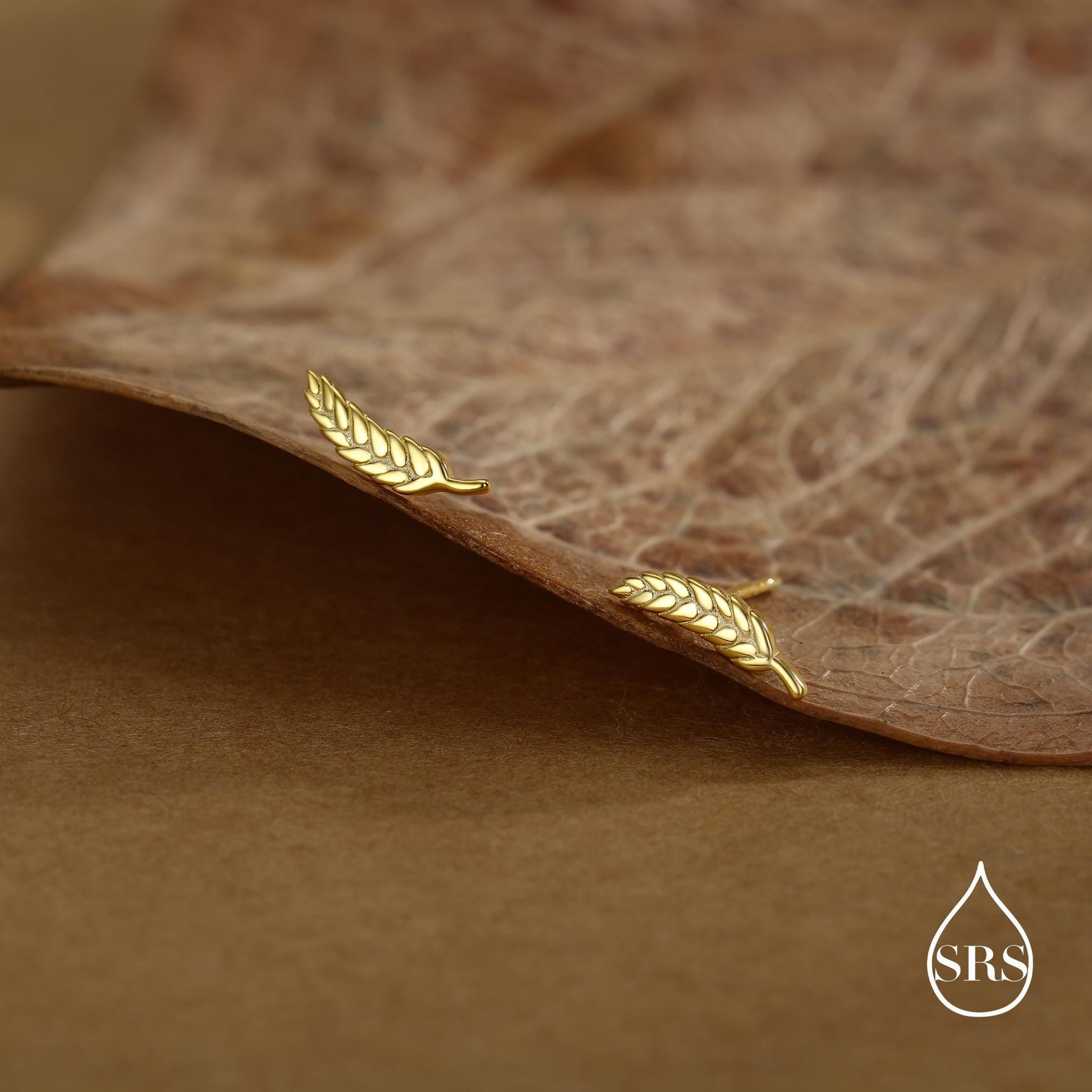 Wheat Stud Earrings in Sterling Silver, Silver or Gold, Nature Inspired, Botanical Earrings