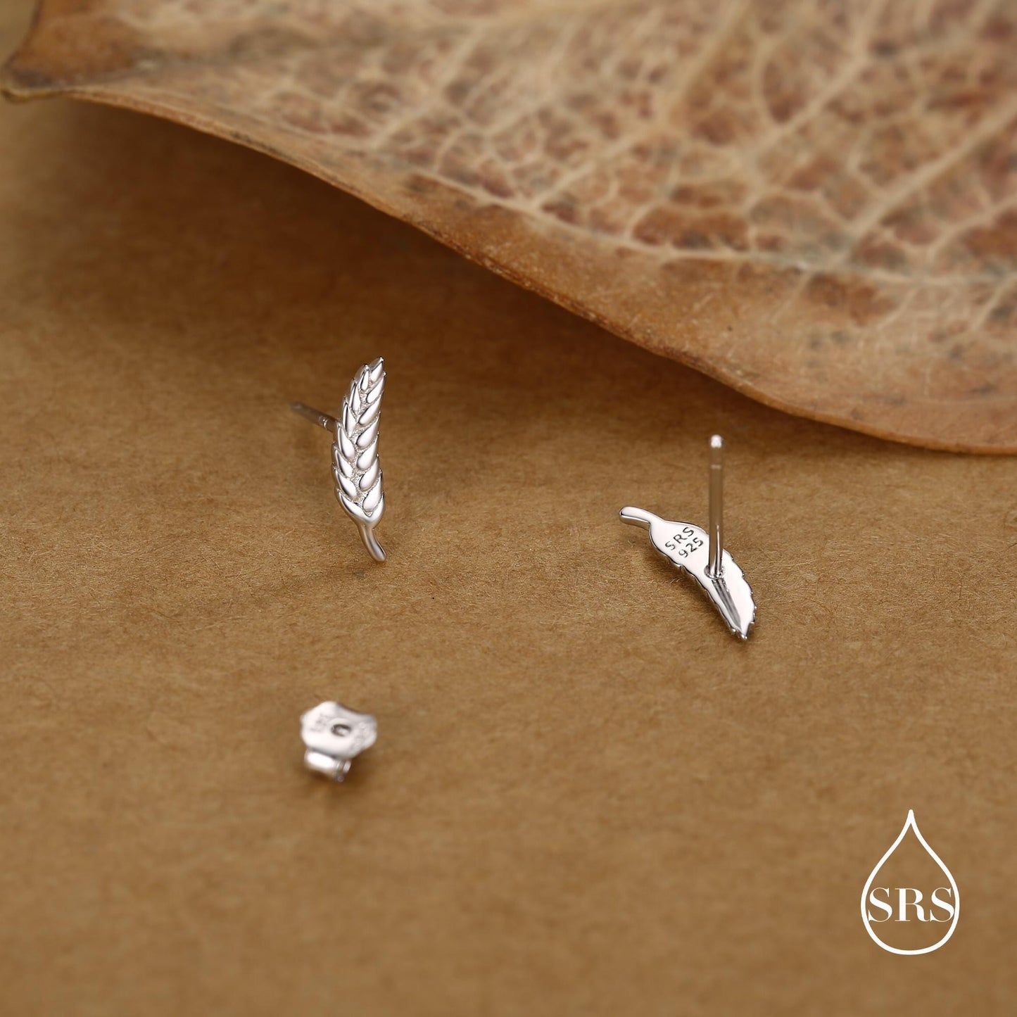 Wheat Stud Earrings in Sterling Silver, Silver or Gold, Nature Inspired, Botanical Earrings