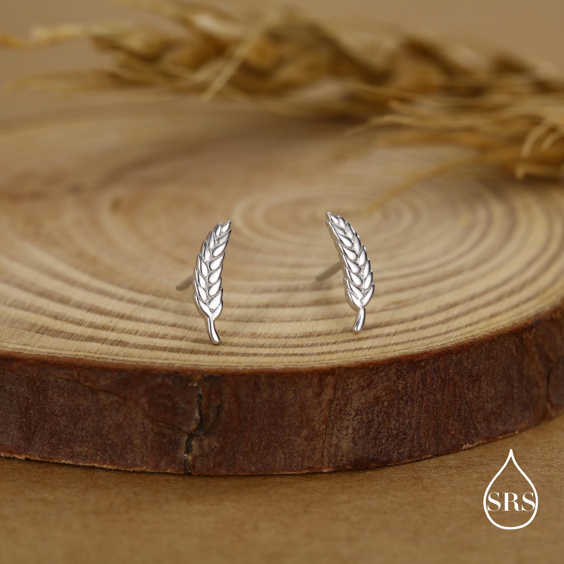 Wheat Stud Earrings in Sterling Silver, Silver or Gold, Nature Inspired, Botanical Earrings