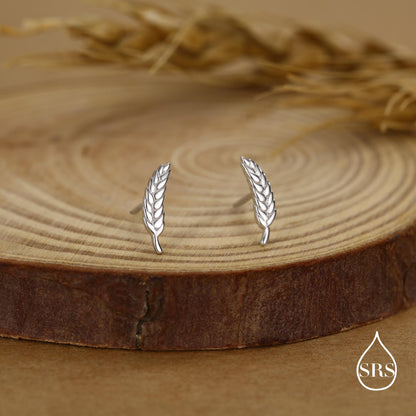 Wheat Stud Earrings in Sterling Silver, Silver or Gold, Nature Inspired, Botanical Earrings