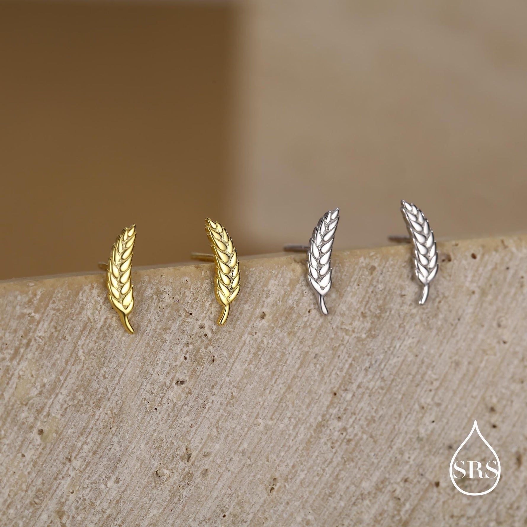 Wheat Stud Earrings in Sterling Silver, Silver or Gold, Nature Inspired, Botanical Earrings
