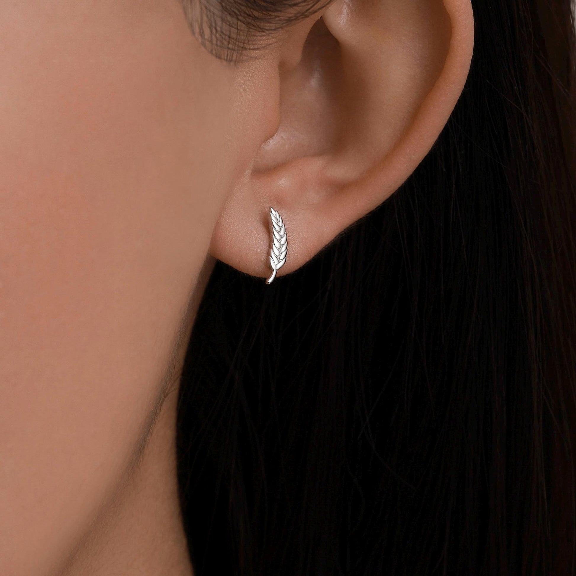 Wheat Stud Earrings in Sterling Silver, Silver or Gold, Nature Inspired, Botanical Earrings