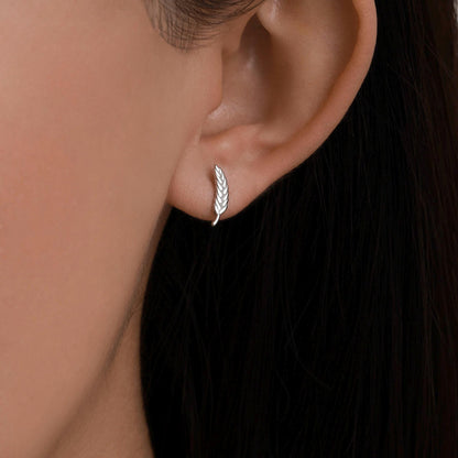 Wheat Stud Earrings in Sterling Silver, Silver or Gold, Nature Inspired, Botanical Earrings