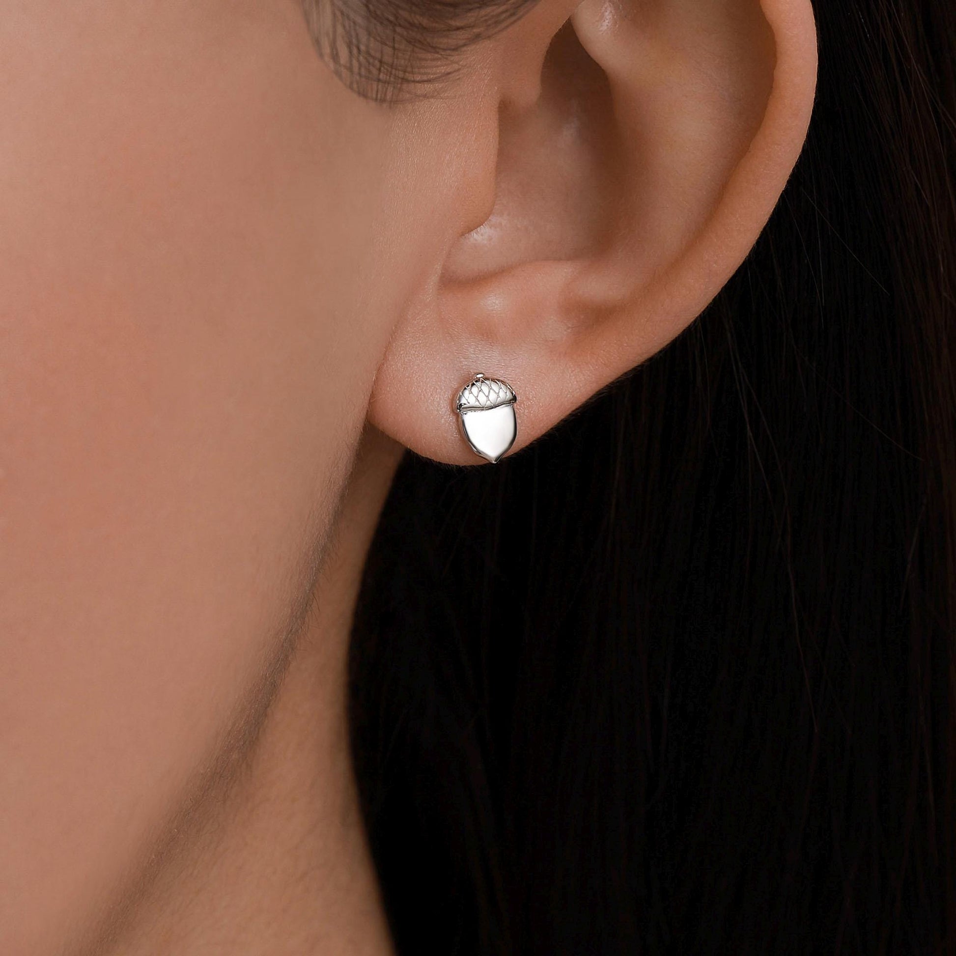 Acorn Stud Earrings in Sterling Silver, Silver or Gold, Acorn Nut Earrings
