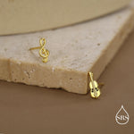 Mismatched Violin and Music Note Stud Earrings in Sterling Silver, Asymmetric Violin and Music Earrings