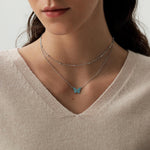Blue Enamel Butterfly Charm Necklace