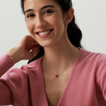 Red Enamel Heart Charm Necklace