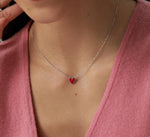 Red Enamel Heart Charm Necklace