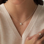 Sterling Silver Tiny Little Daffodil Flower Blossom Pendant Necklace with 18ct Gold Plating